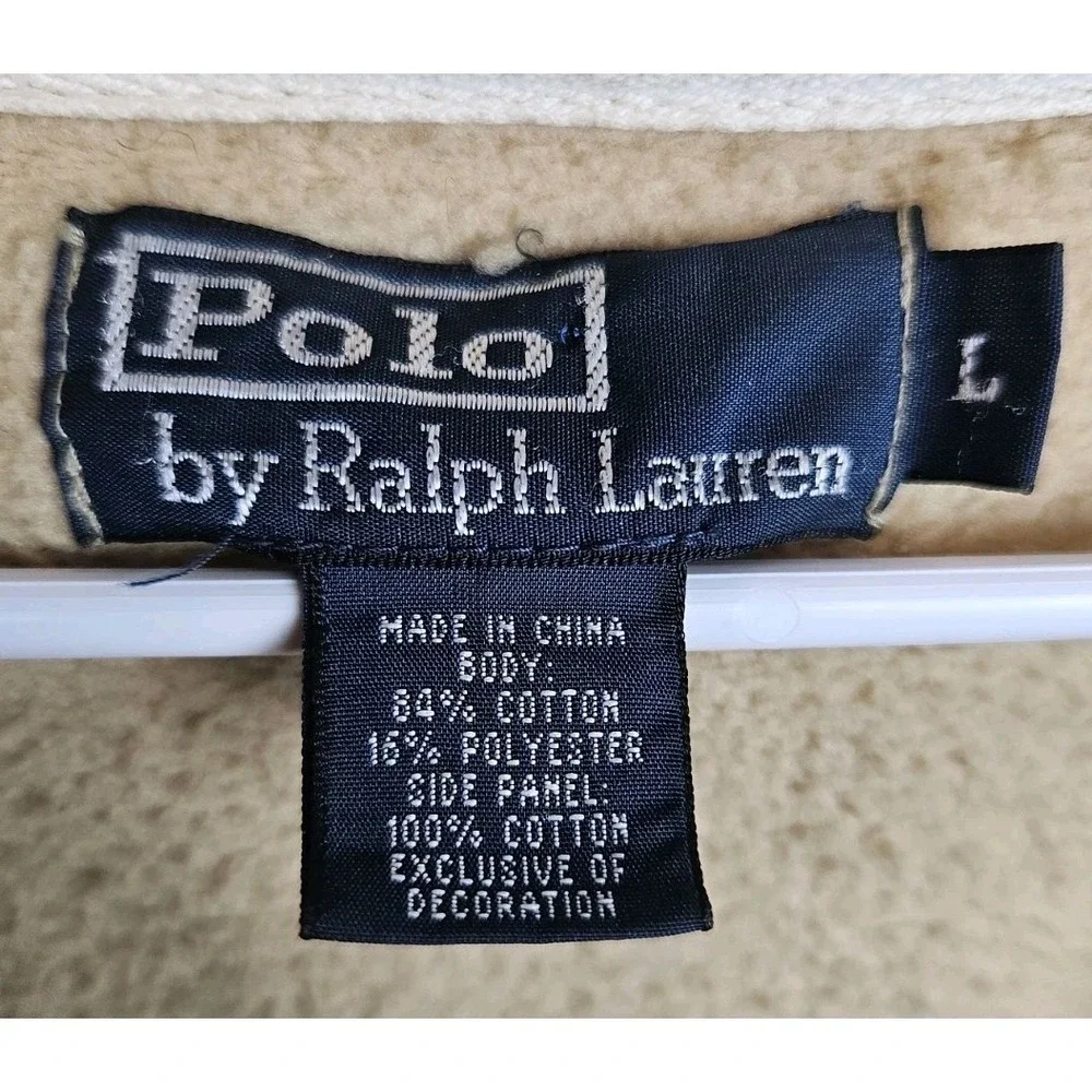 Polo Ralph Lauren Men's Full Zip Fleece Lined Waffle Knit Hoodie Beige Large